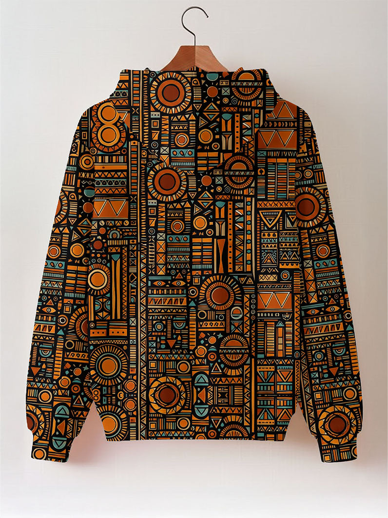 Afrocentric Pattern Zip Hoodie