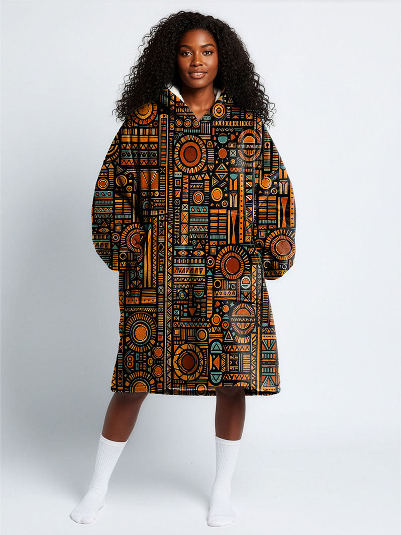 Afrocentric Pattern Blanket Hoodie