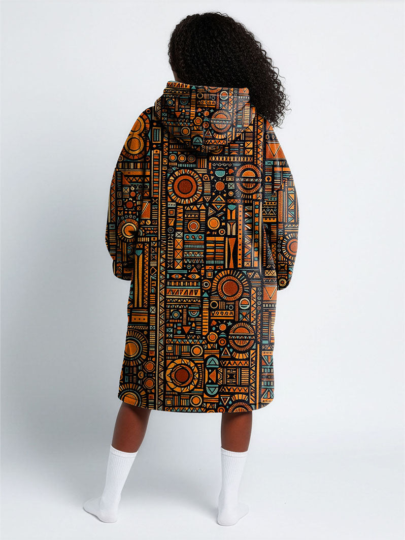 Afrocentric Pattern Blanket Hoodie