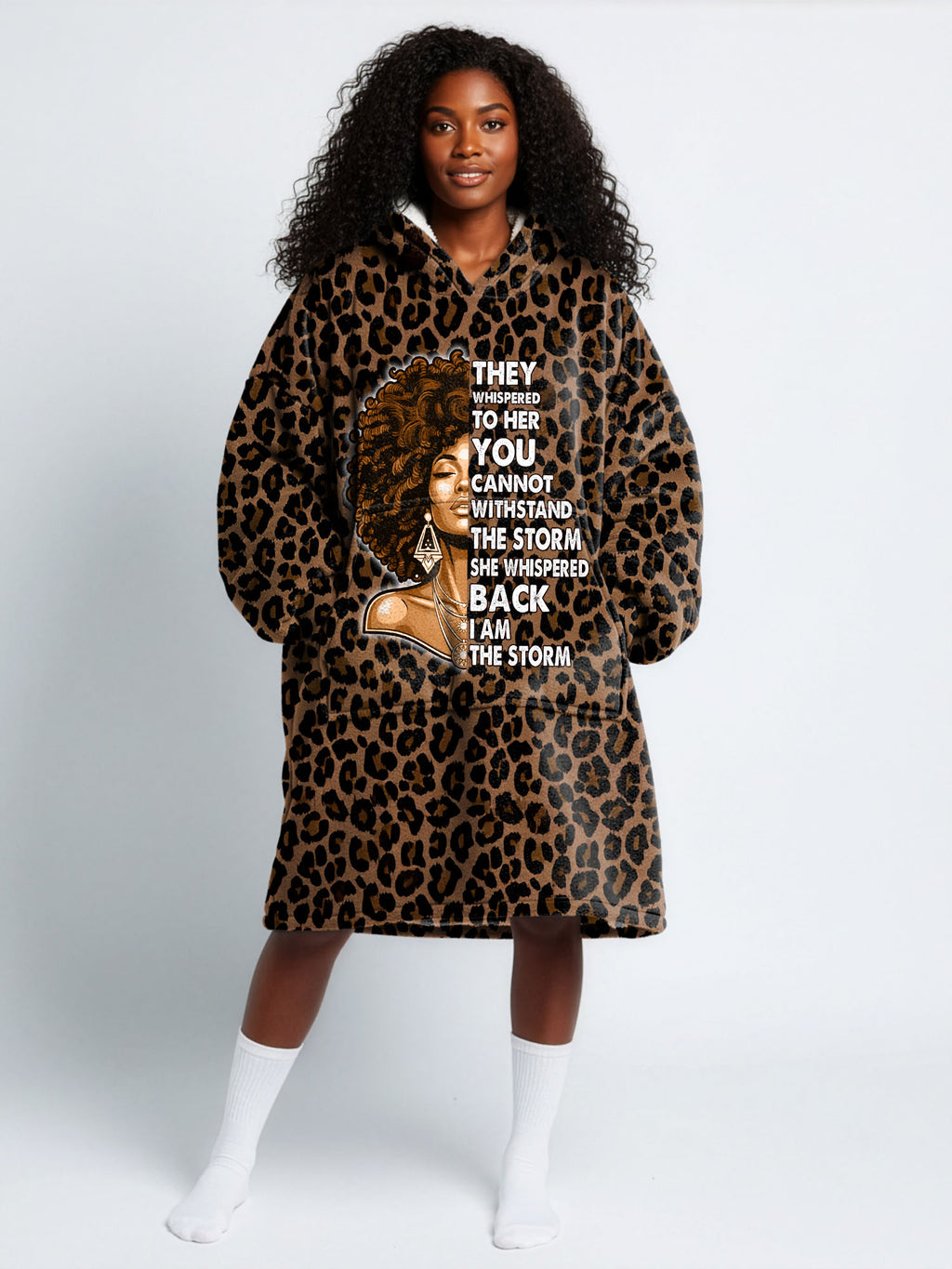 "Unstoppable" Brown Leopard Blanket Hoodie