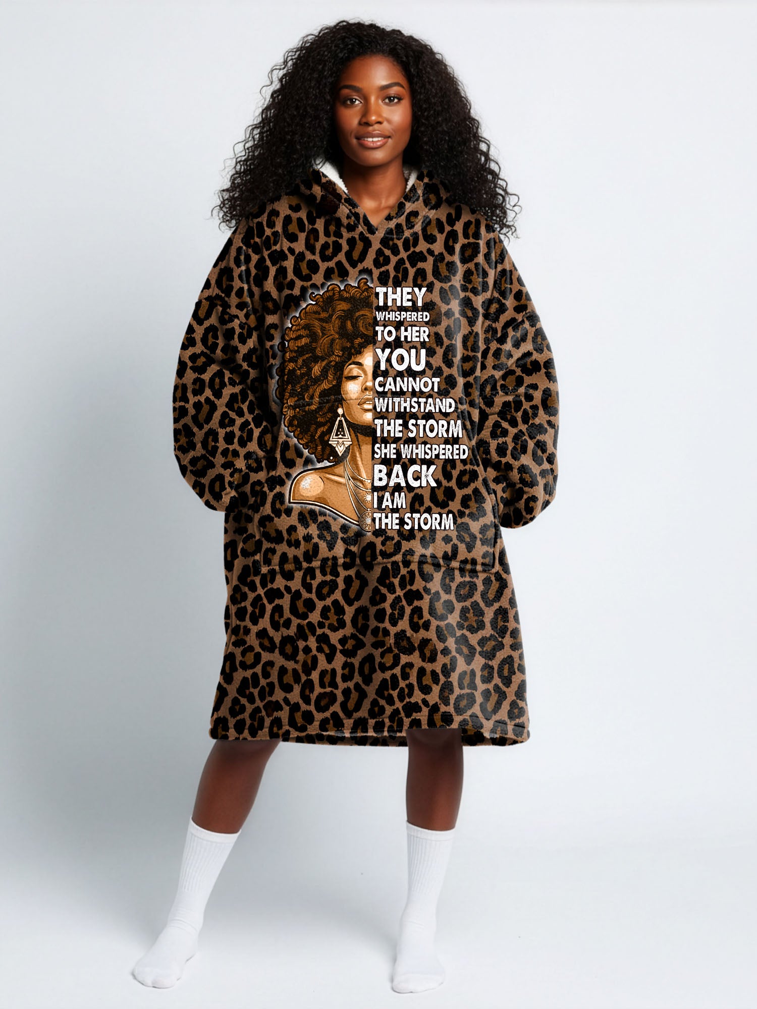 "Unstoppable" Brown Leopard Blanket Hoodie
