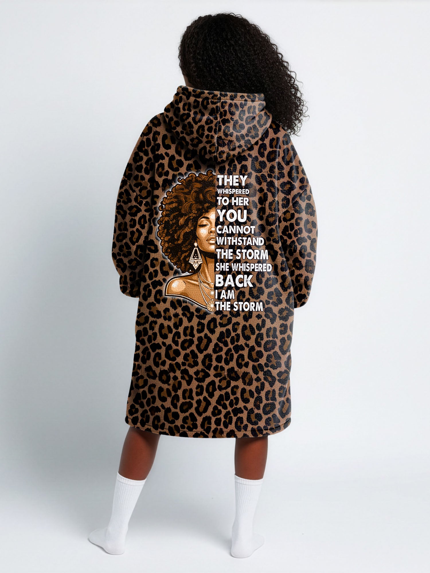 "Unstoppable" Brown Leopard Blanket Hoodie