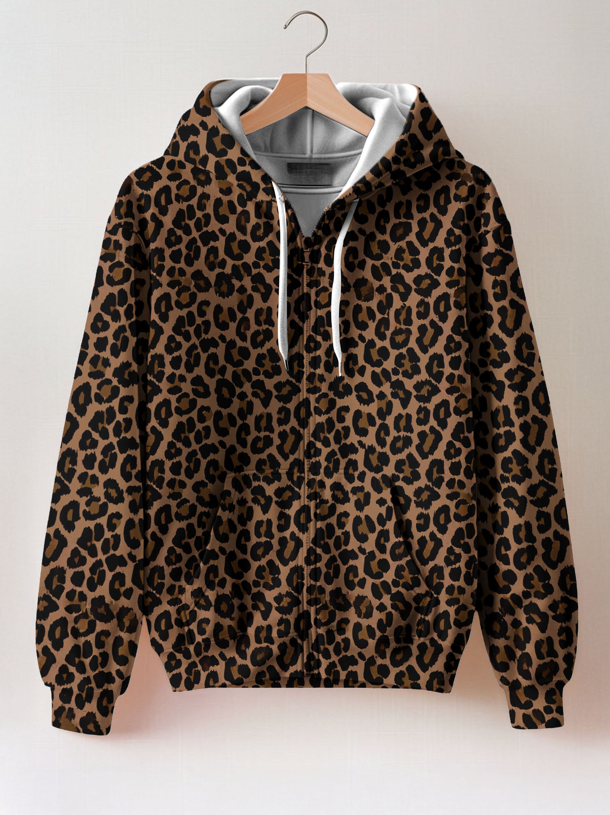 "Unstoppable" Brown Leopard Zip Hoodie