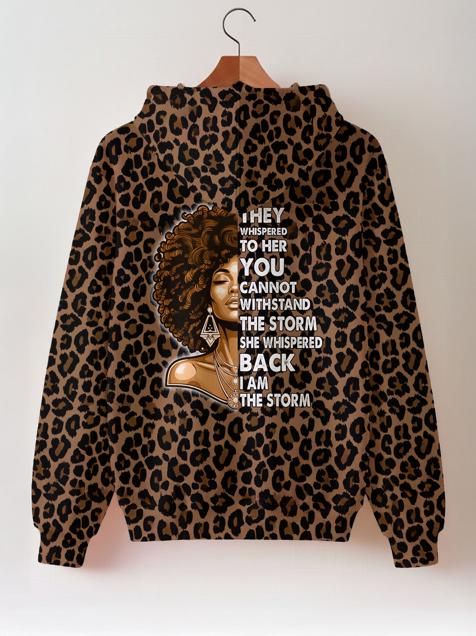 "Unstoppable" Brown Leopard Zip Hoodie