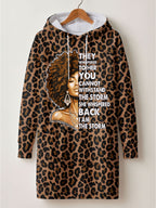 "Unstoppable" Brown Leopard Hoodie Dress