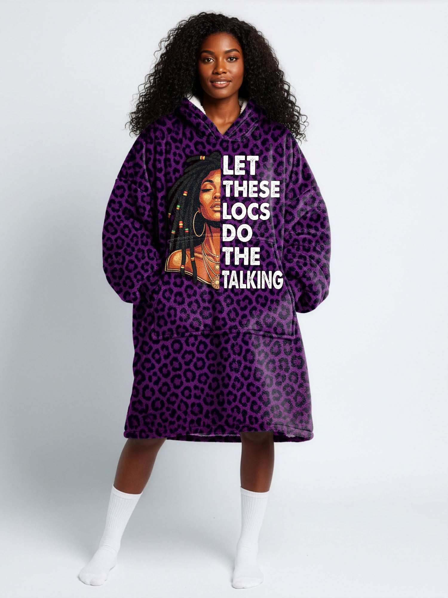 Purple Leopard Blanket Hoodie
