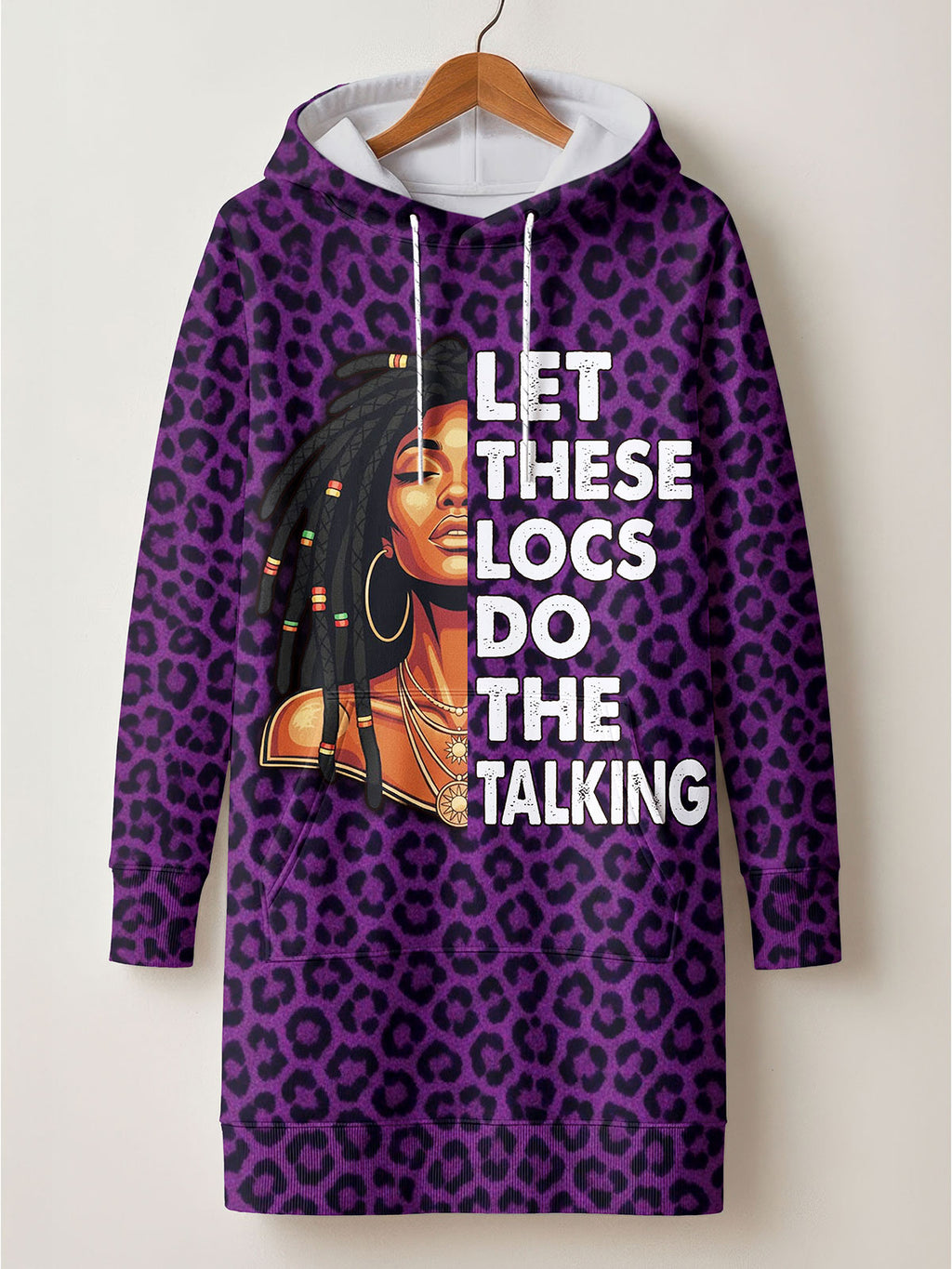 Purple Leopard Hoodie Dress