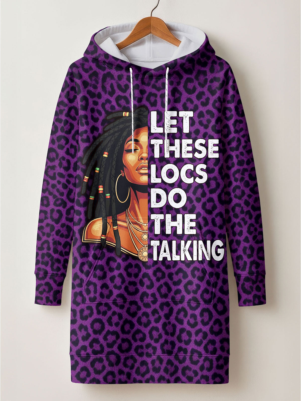 Purple Leopard Hoodie Dress