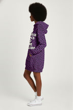 Purple Leopard Hoodie Dress