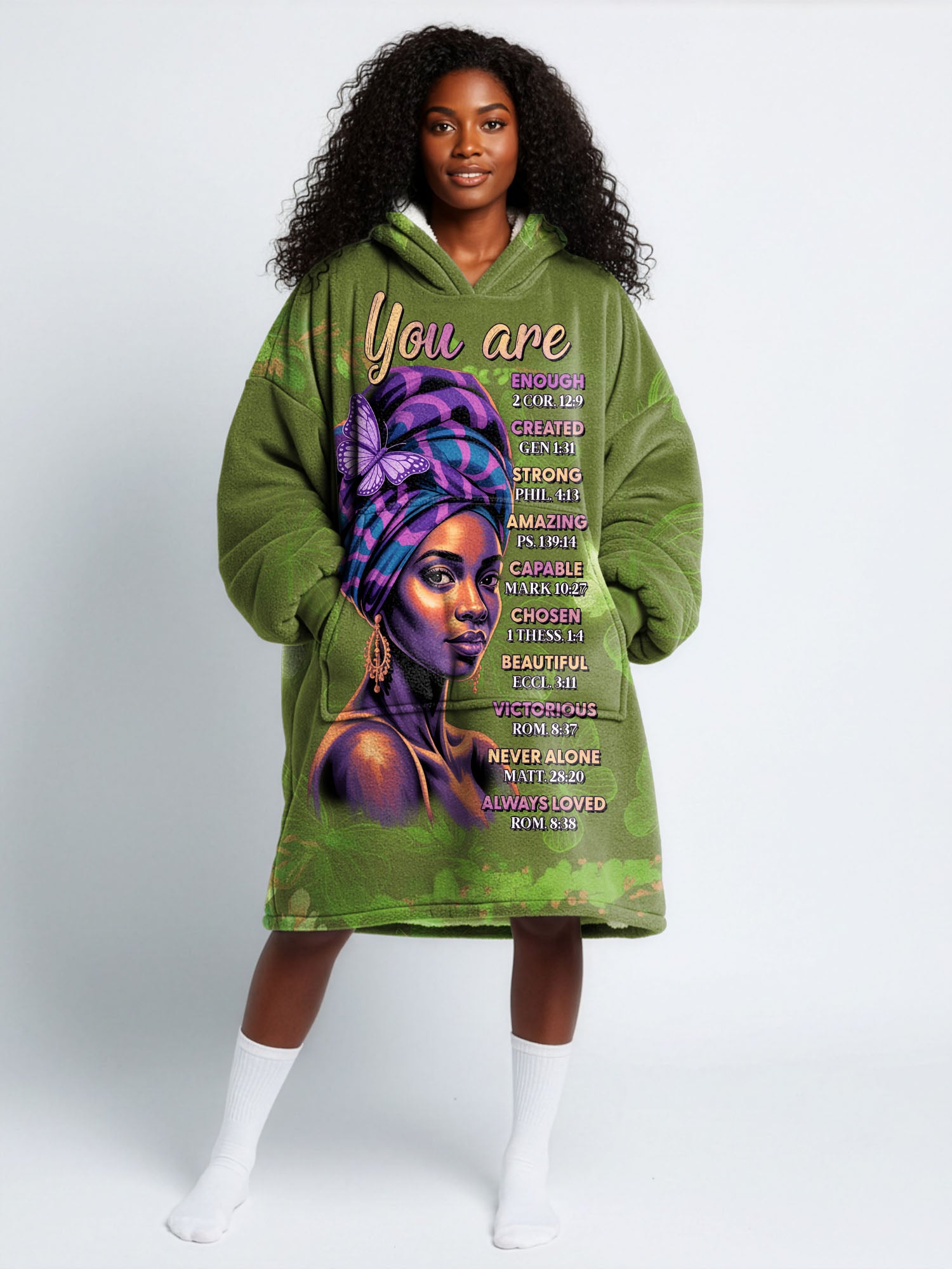 Green Orchid Blanket Hoodie