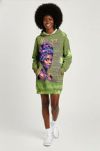 Green Orchid Hoodie Dress