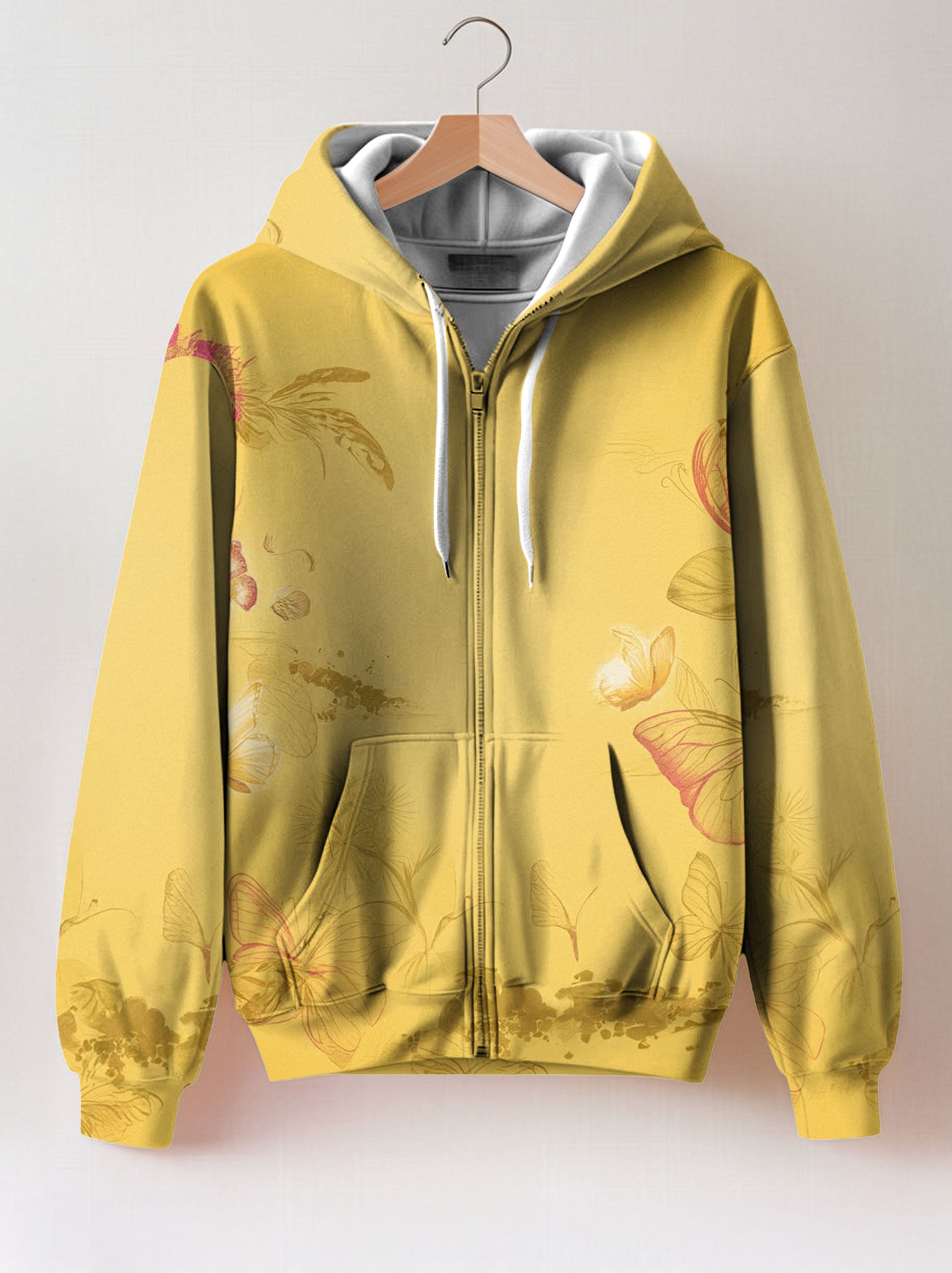 Yellow Orchid Zip Hoodie