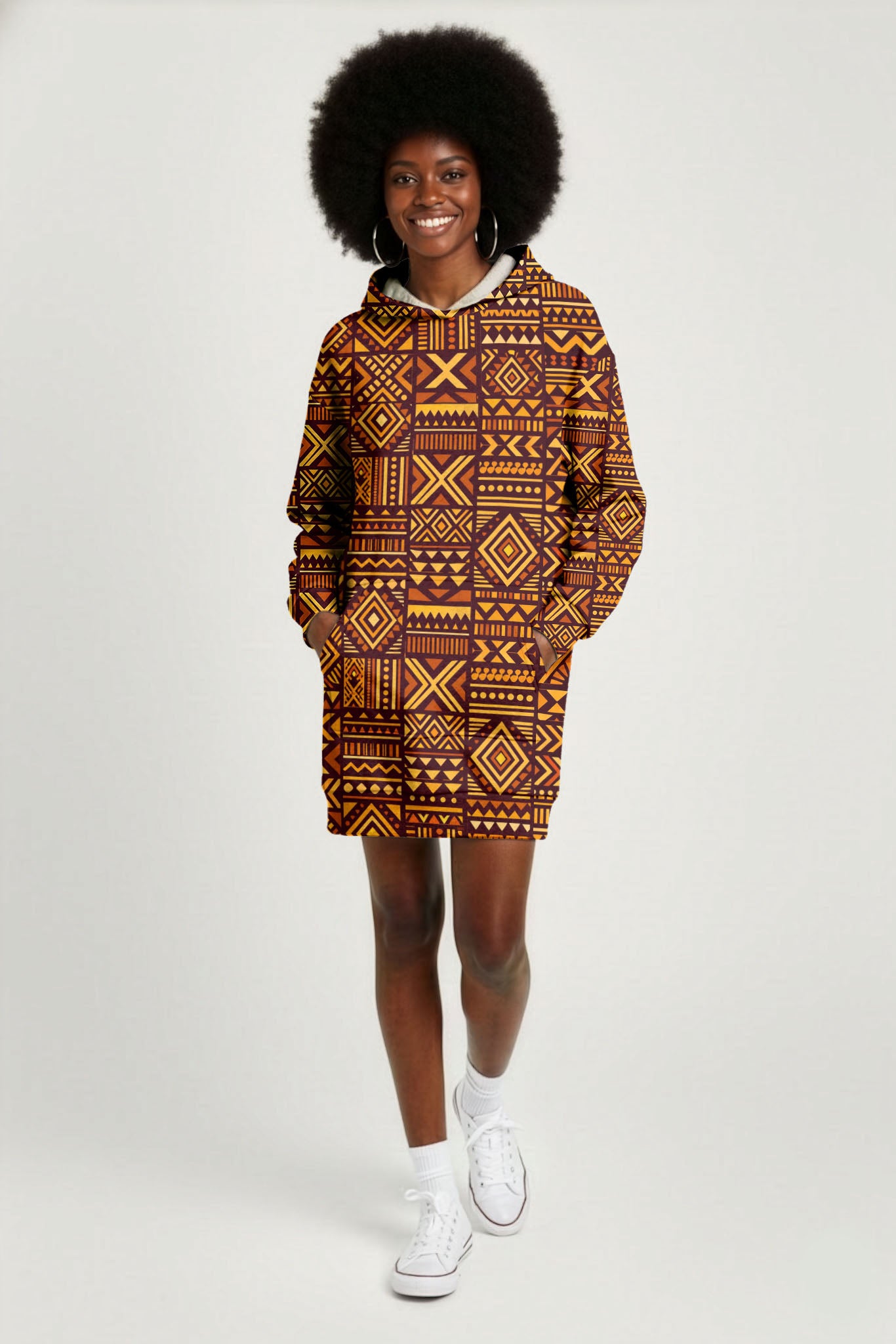 Mudcloth Hoodie Dress