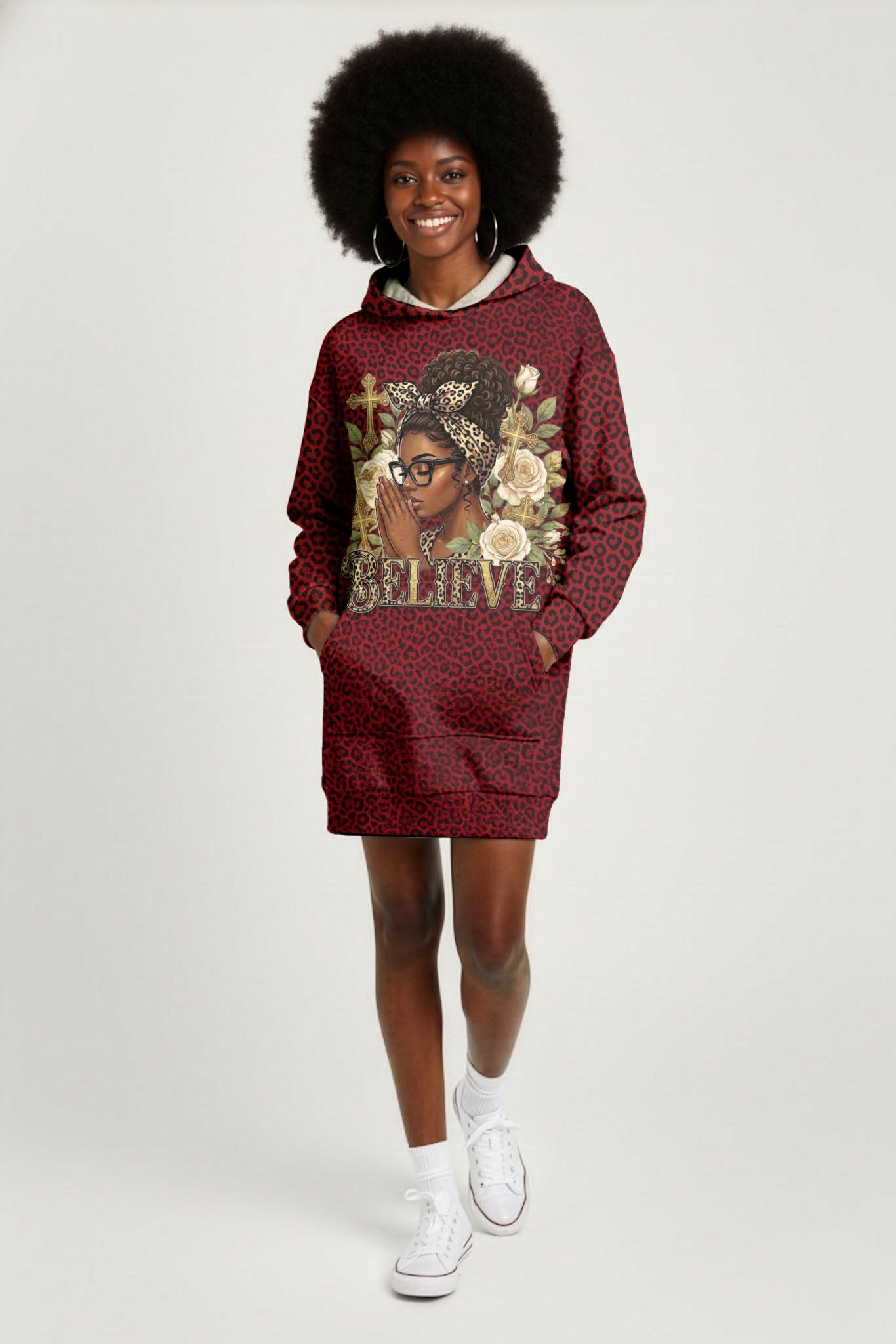 "Imani" Rouge Hoodie Dress