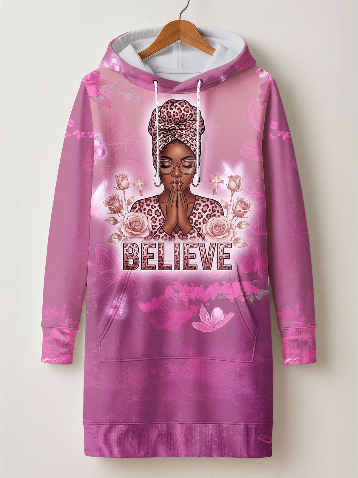 "Imani" Wild Rose Hoodie Dress