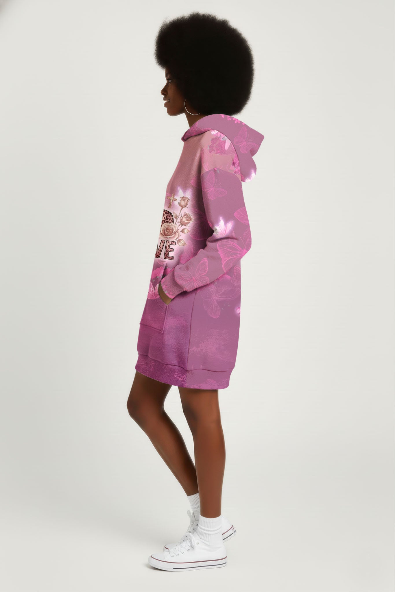 "Imani" Wild Rose Hoodie Dress