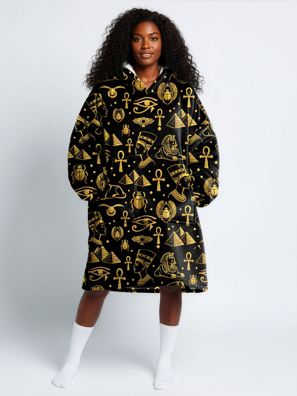 "Nefertiti" Black Gold Blanket Hoodie