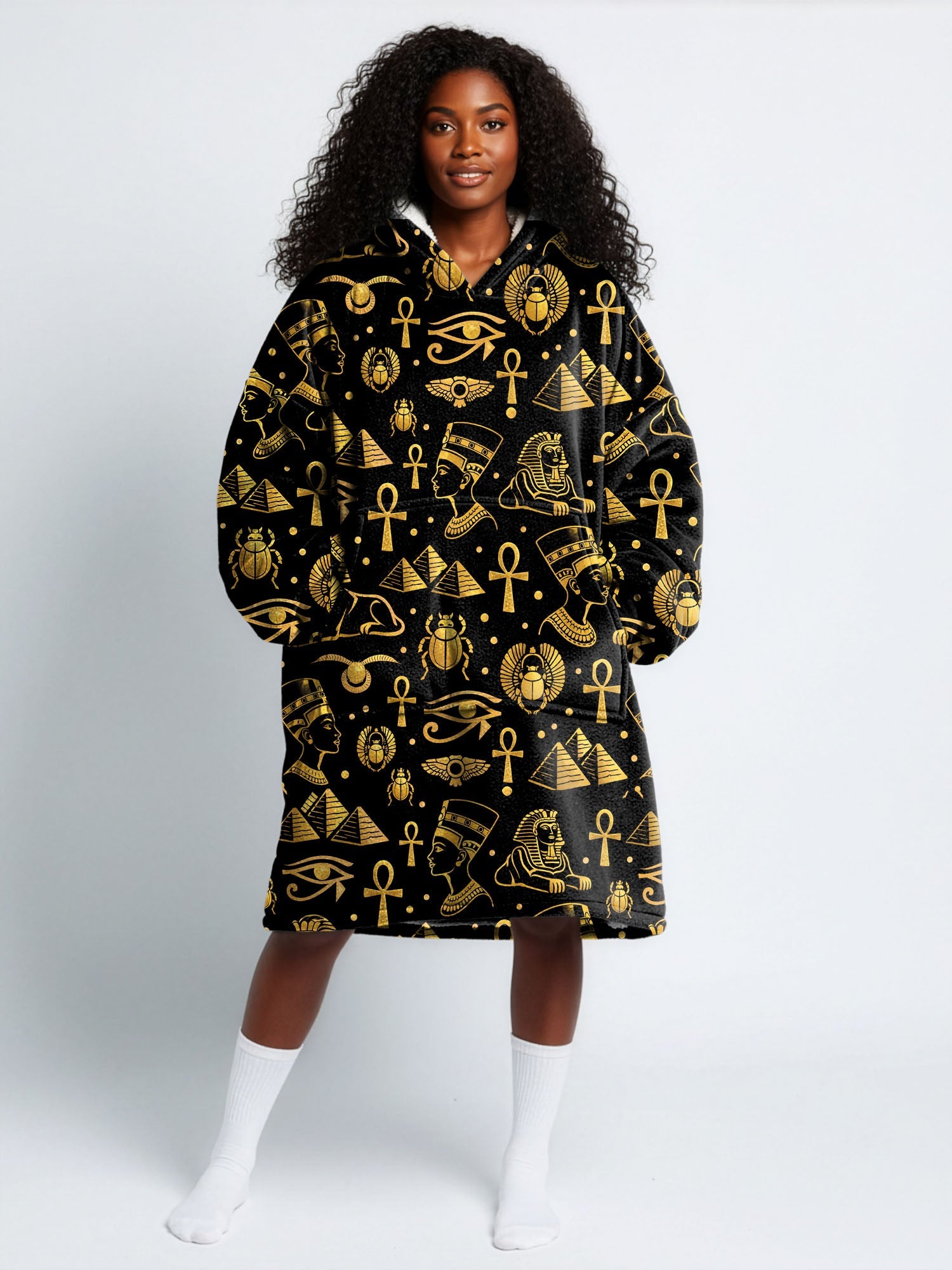 "Nefertiti" Black Gold Blanket Hoodie