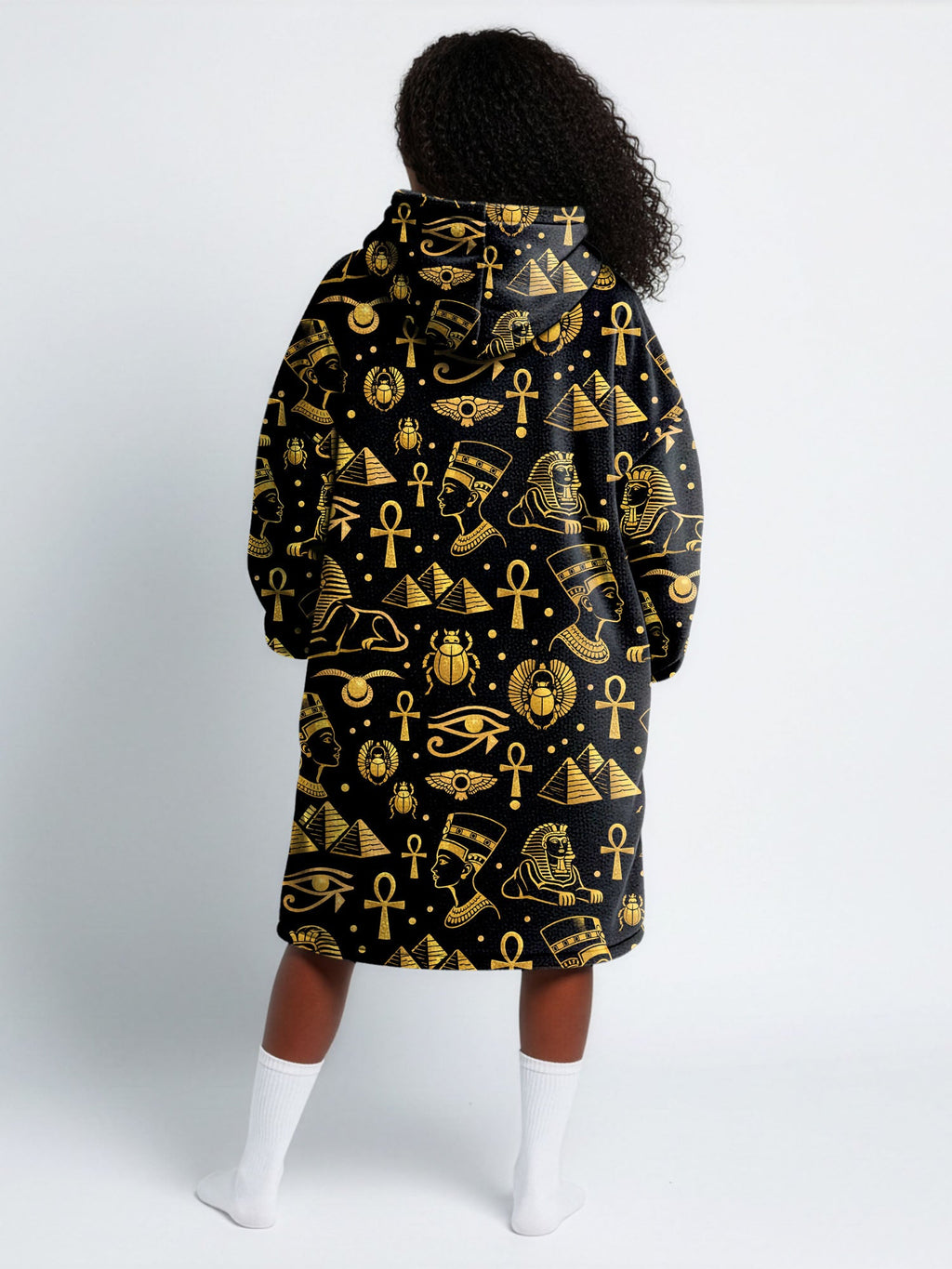 "Nefertiti" Black Gold Blanket Hoodie