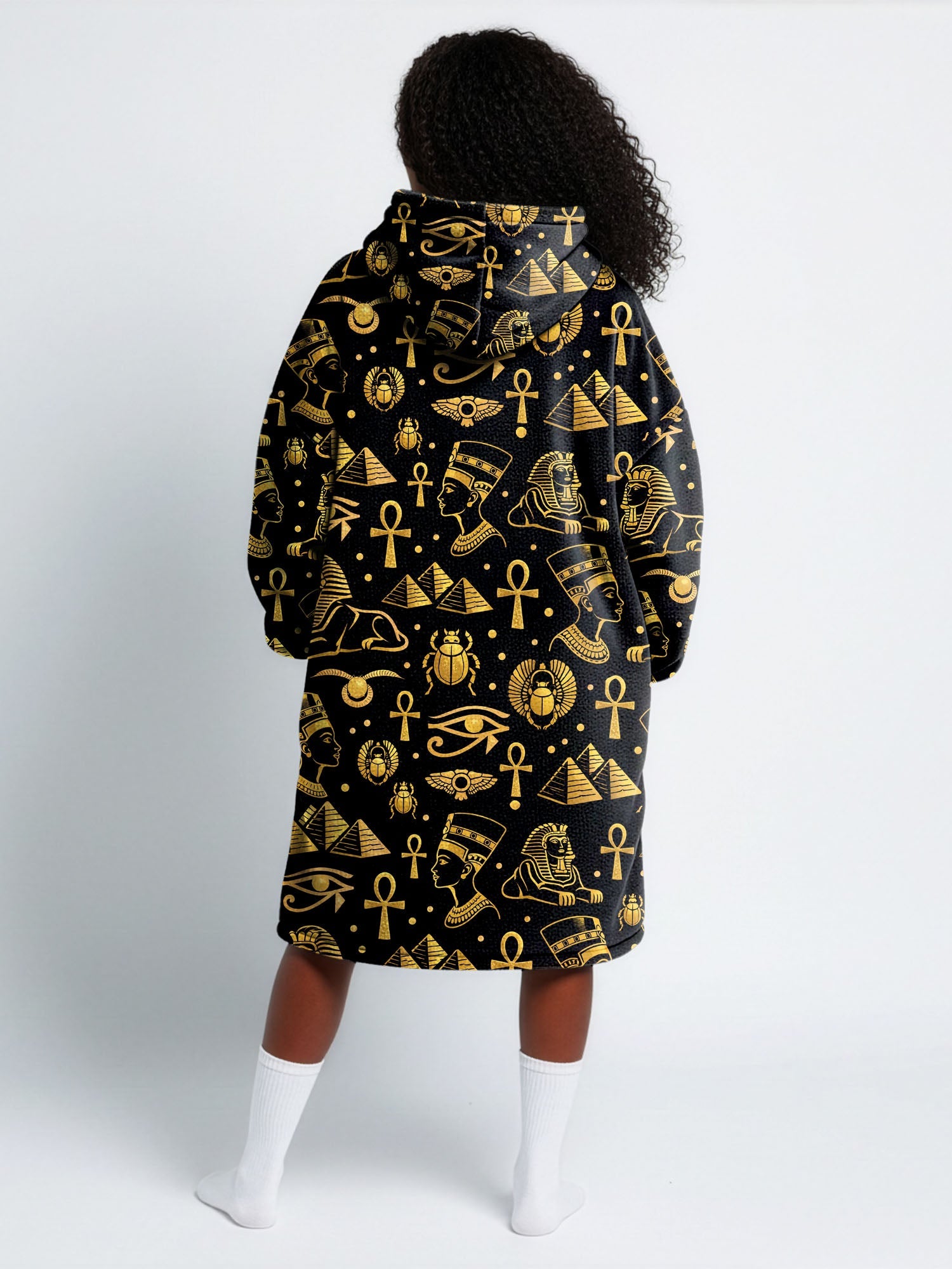 "Nefertiti" Black Gold Blanket Hoodie