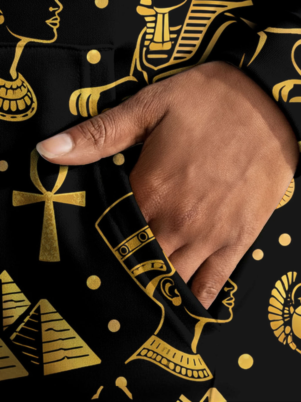 "Nefertiti" Black Gold Hoodie Dress