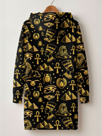 "Nefertiti" Black Gold Hoodie Dress