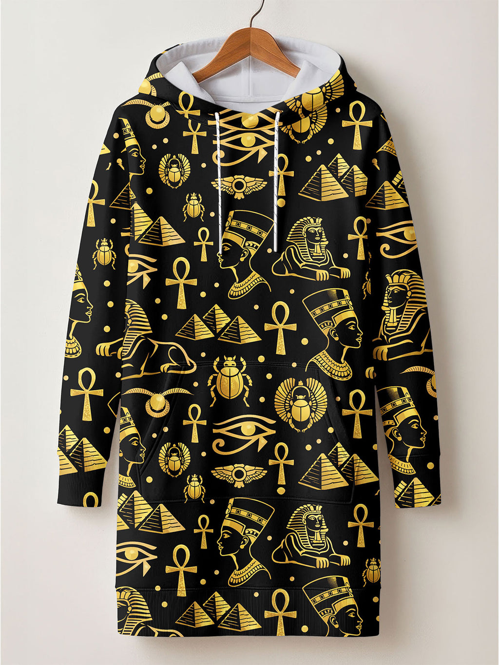 "Nefertiti" Black Gold Hoodie Dress