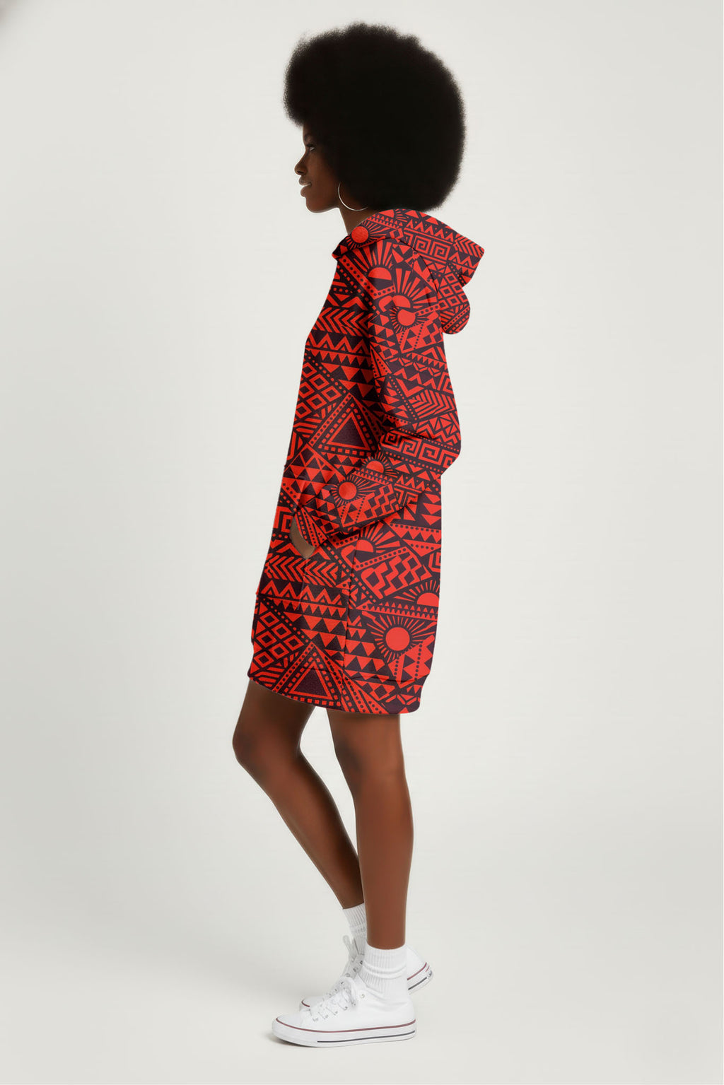 "Shaka" Burgundy Hoodie Dress