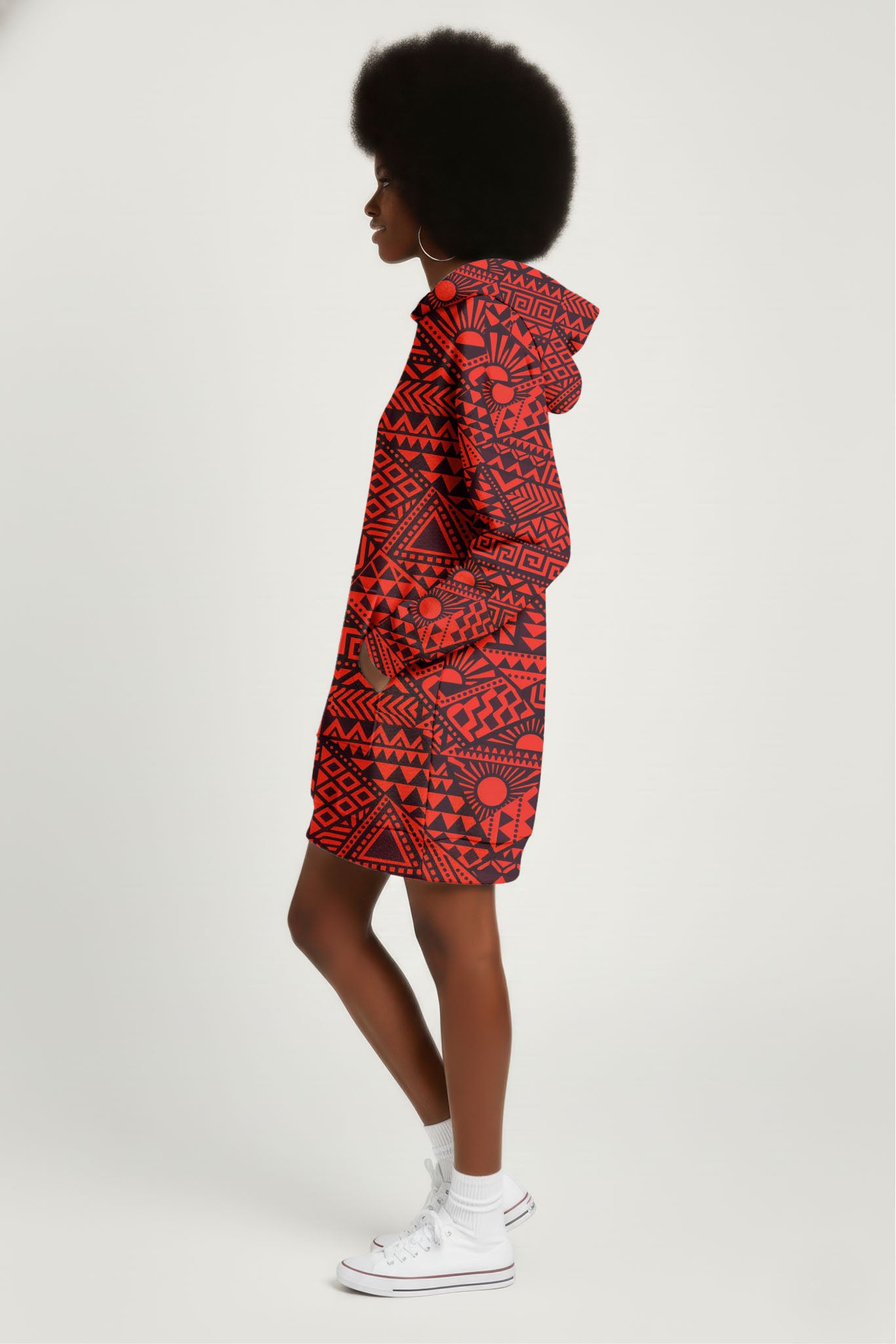 "Shaka" Burgundy Hoodie Dress