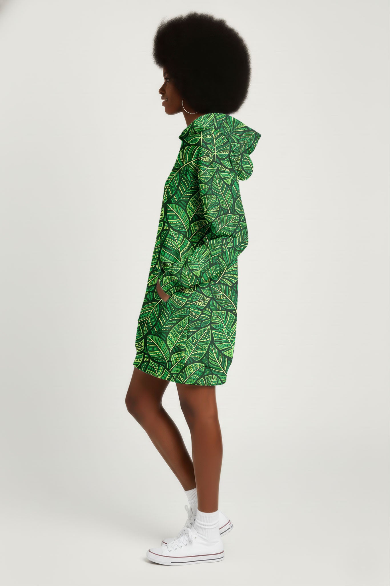 "Asili" Emerald Hoodie Dress