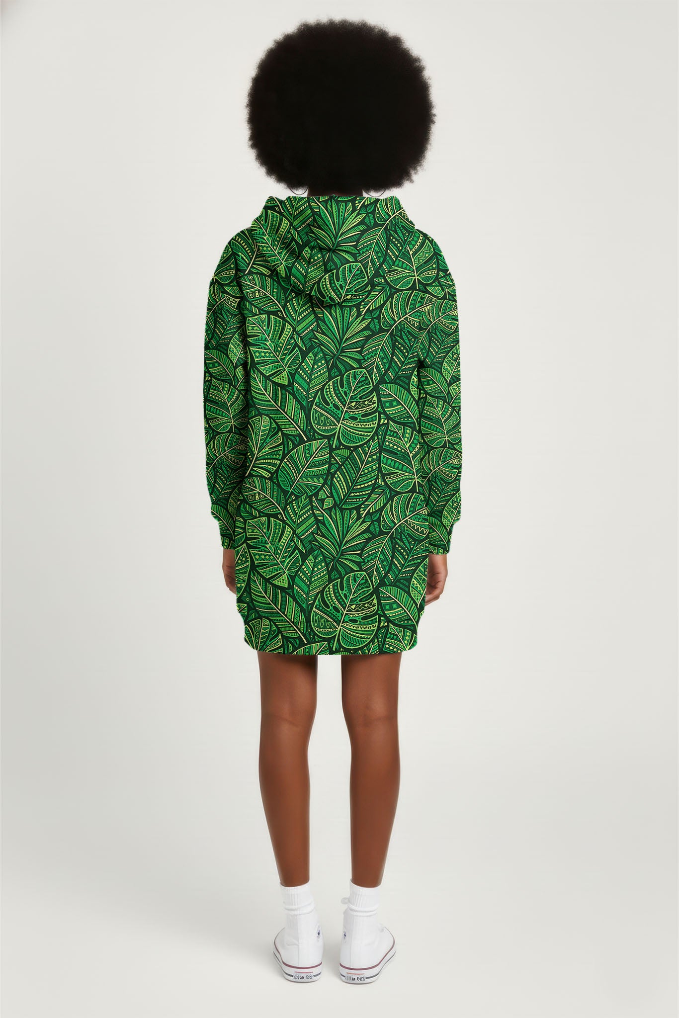 "Asili" Emerald Hoodie Dress