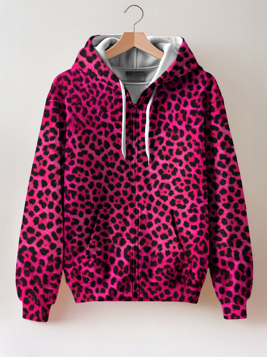 "Unstoppable" Pink Leopard Zip Hoodie