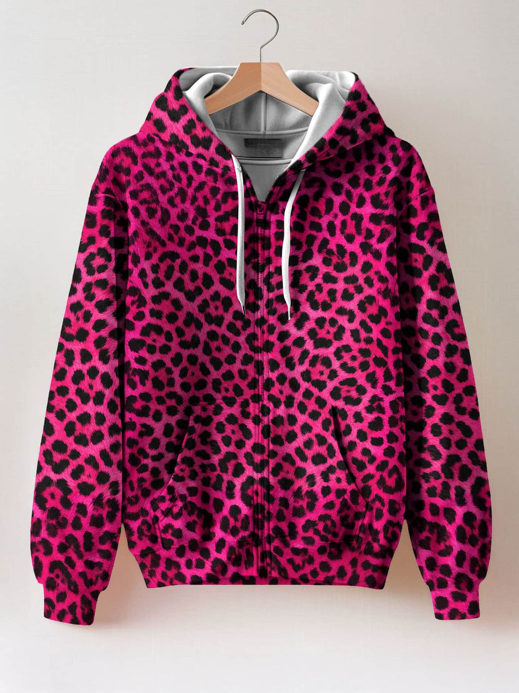 "Unstoppable" Pink Leopard Zip Hoodie