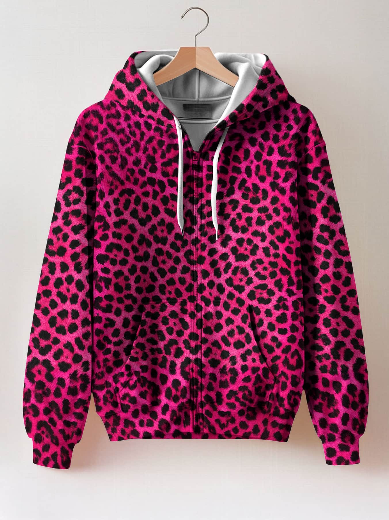"Unstoppable" Pink Leopard Zip Hoodie