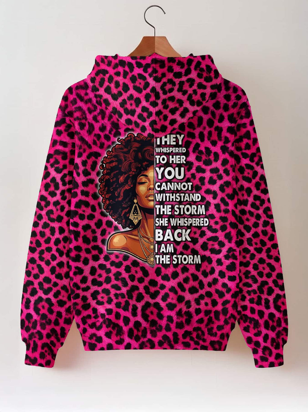 "Unstoppable" Pink Leopard Zip Hoodie