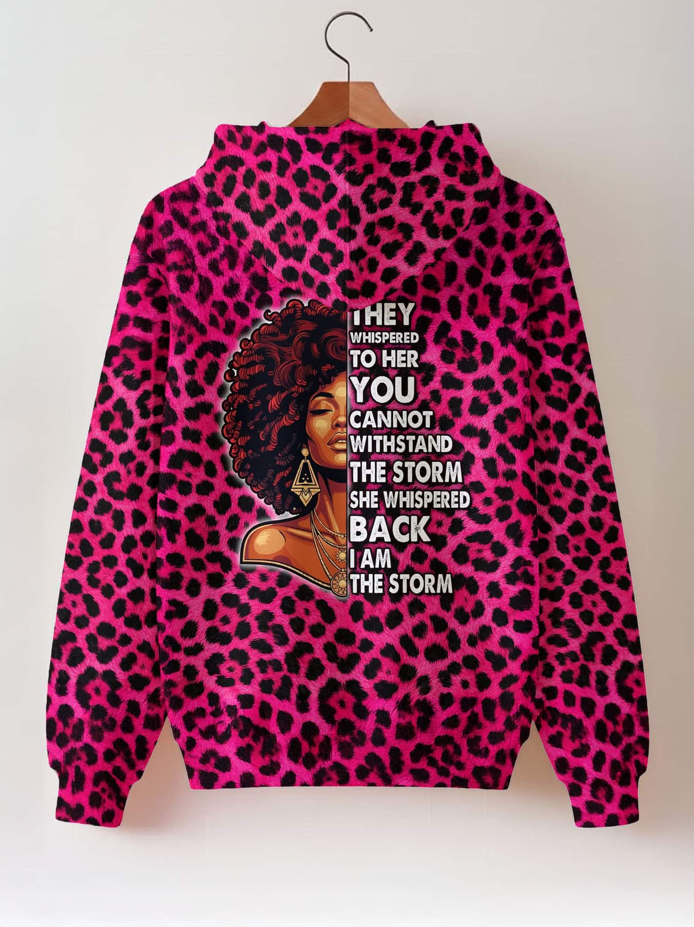 "Unstoppable" Pink Leopard Zip Hoodie
