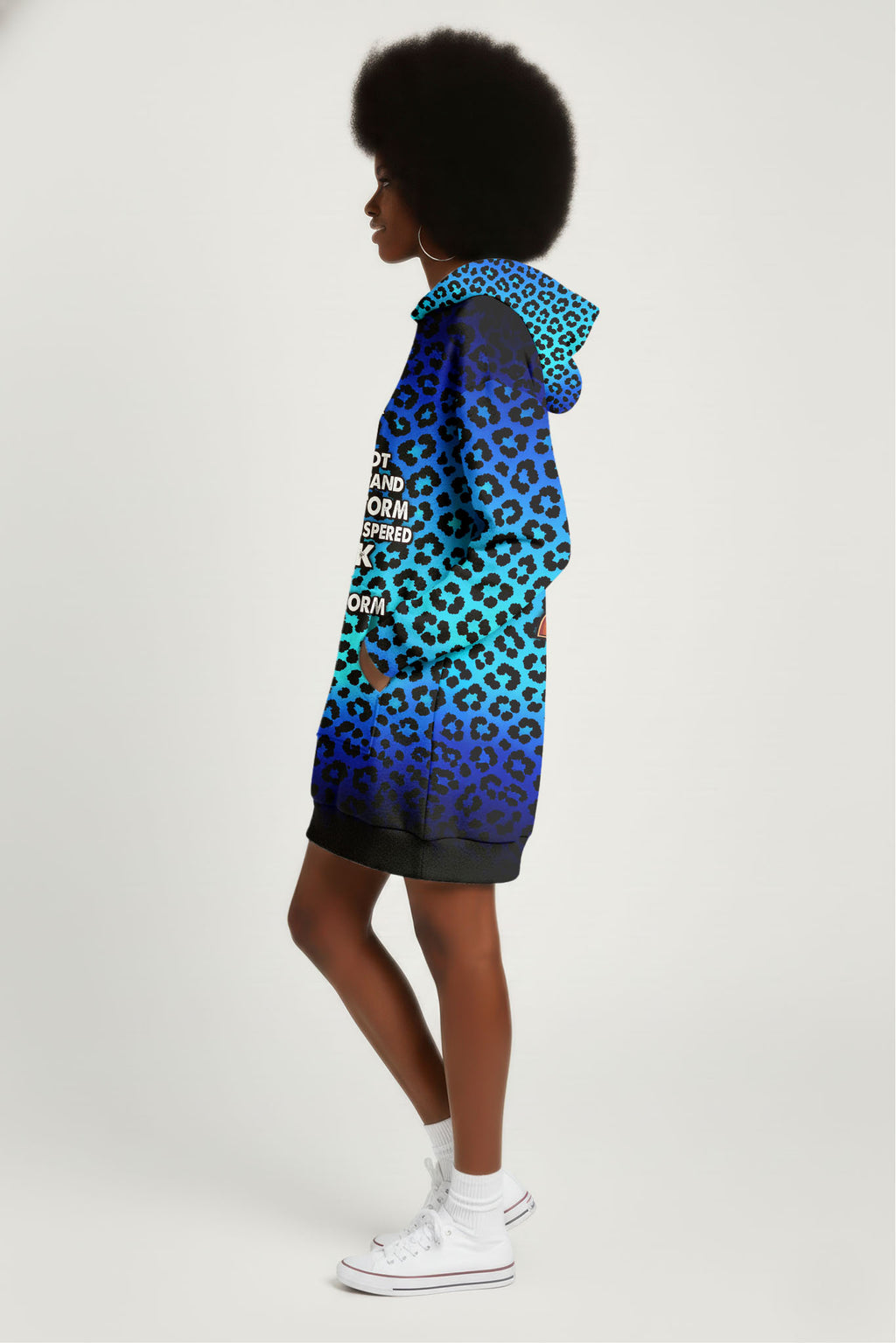 "Unstoppable" Sapphire Leopard Hoodie Dress