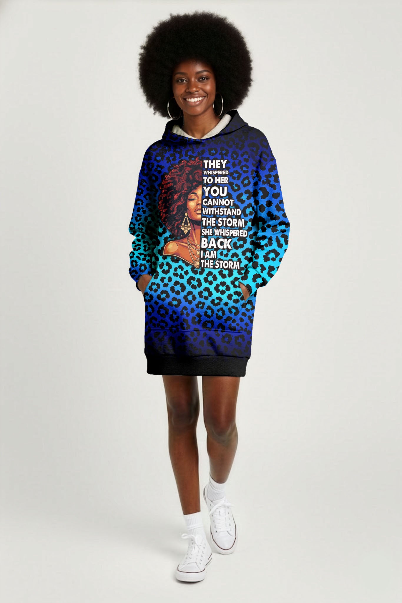 "Unstoppable" Sapphire Leopard Hoodie Dress