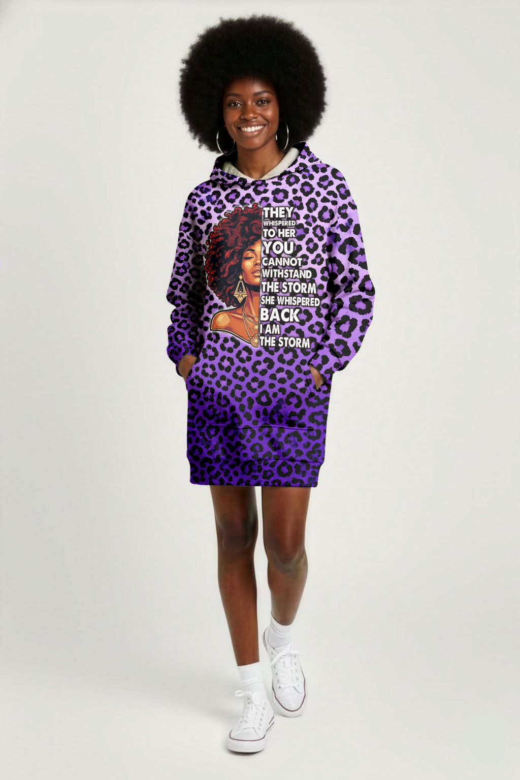 "Unstoppable" Amethyst Leopard Hoodie Dress