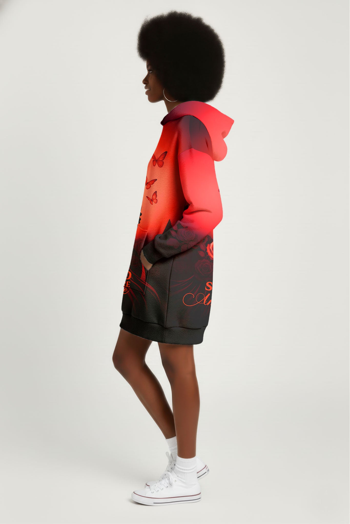 "Selah" Red Hoodie Dress
