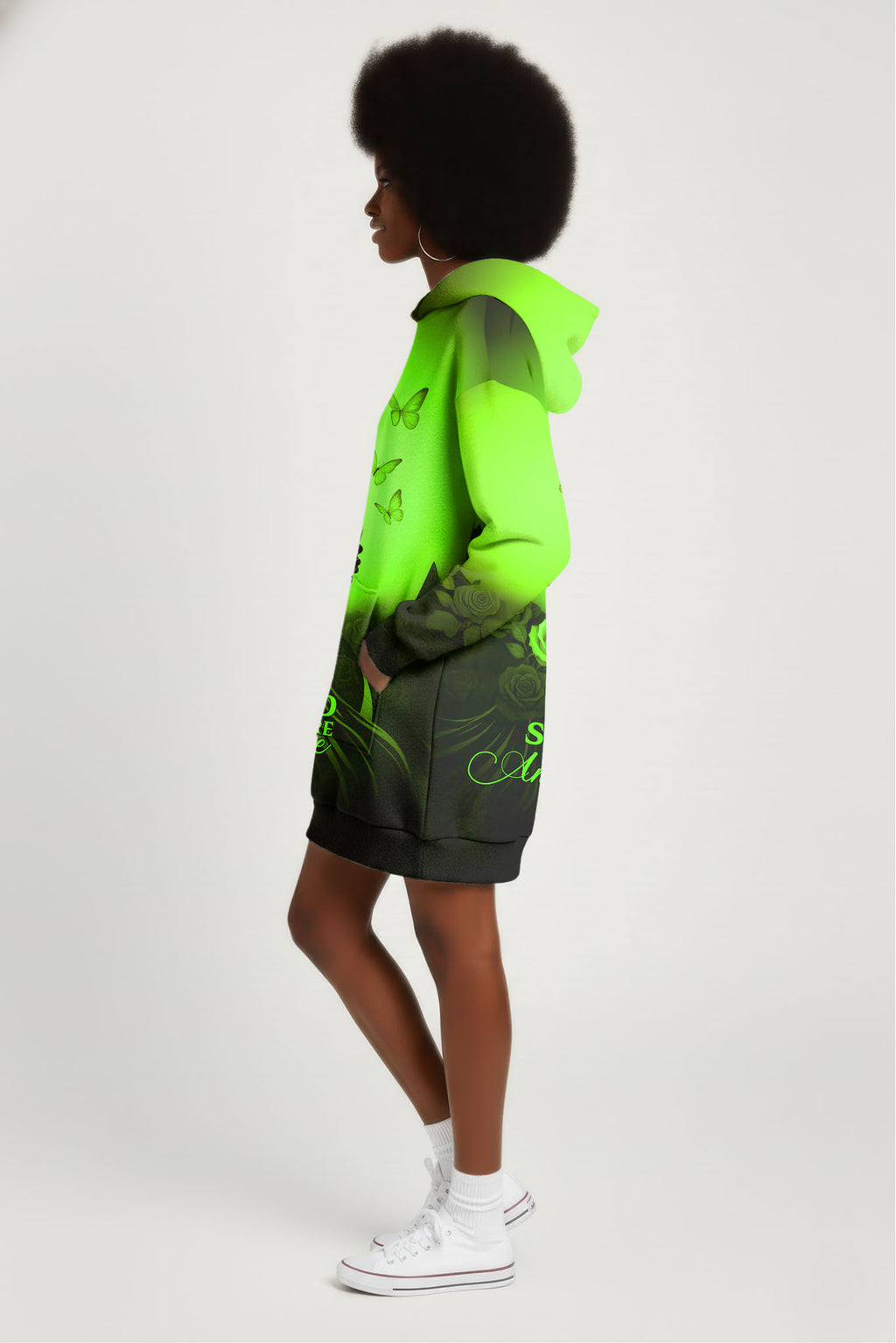 "Selah" Green Hoodie Dress
