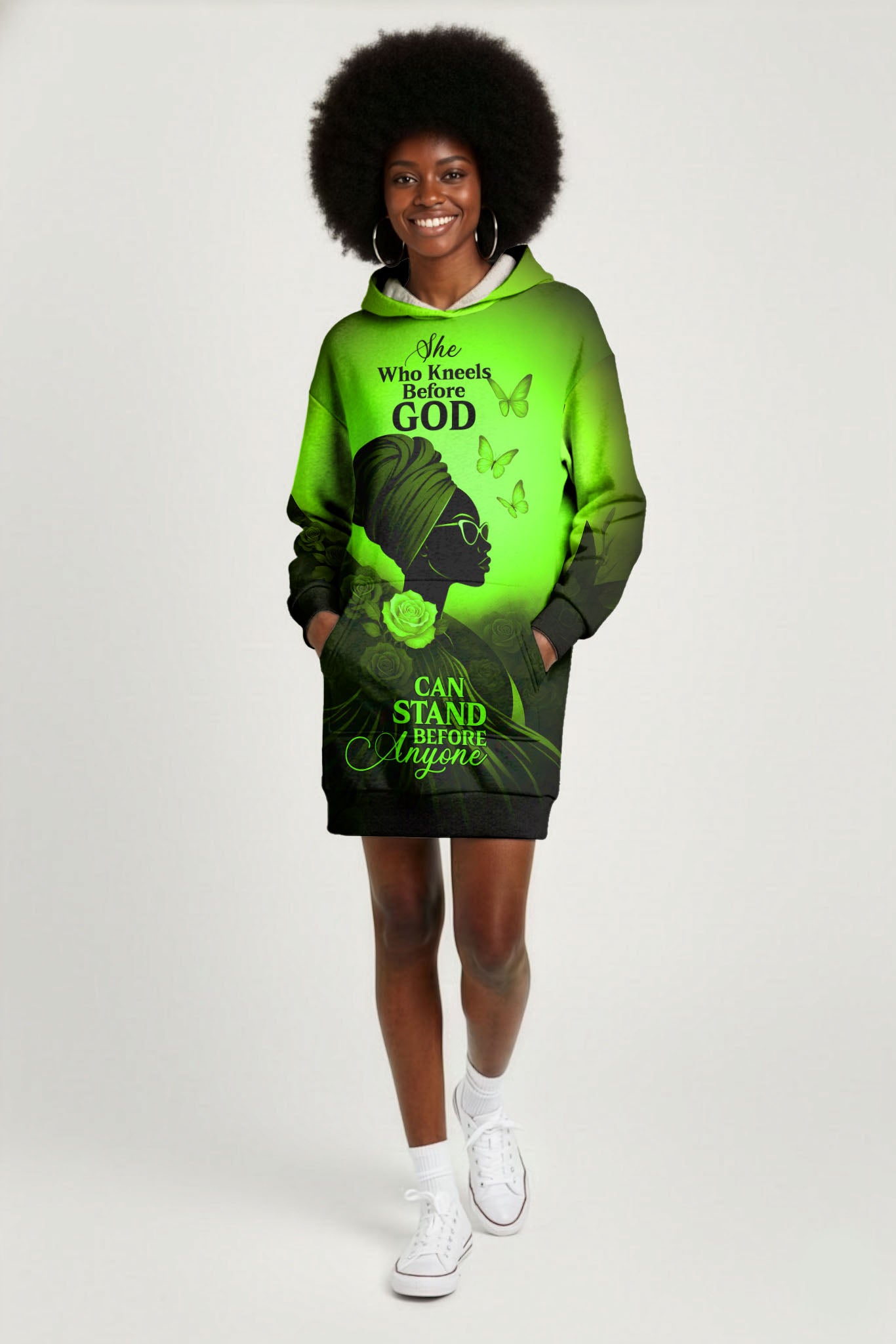 "Selah" Green Hoodie Dress