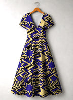 Royal Blue Sheba Short Sleeve Maxi Dress Promo