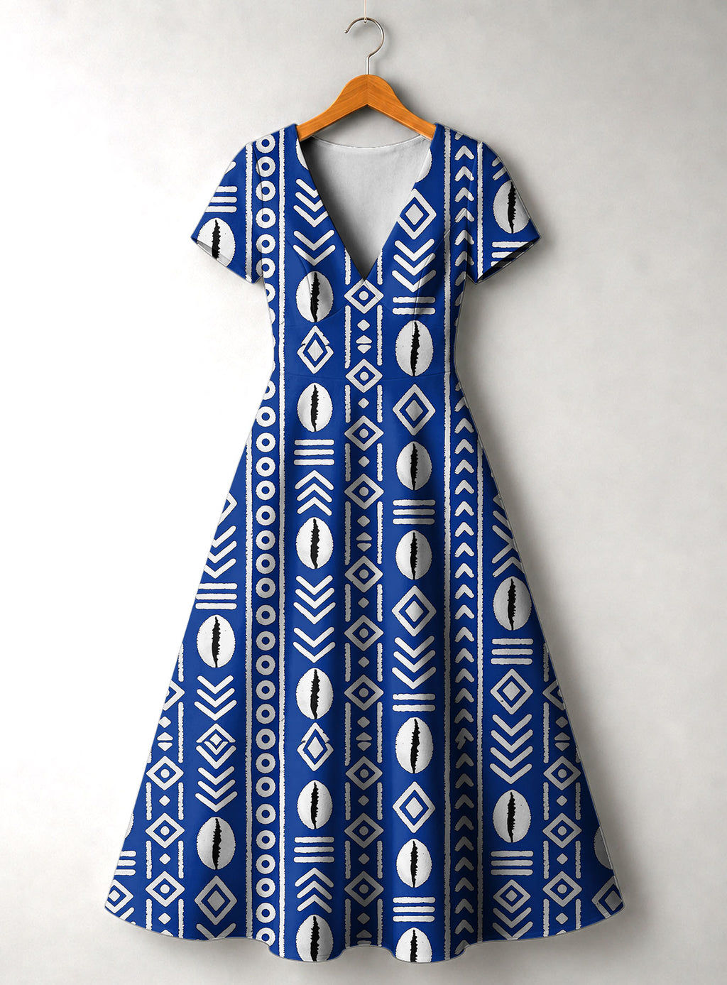 "Oshun" Royal Blue Short Sleeve Maxi Dress