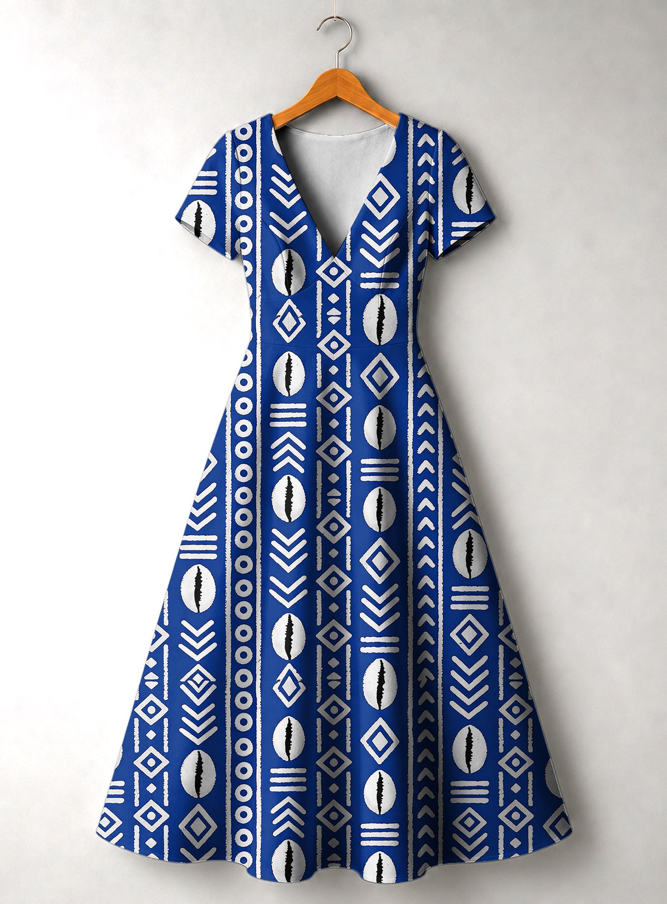 "Oshun" Royal Blue Short Sleeve Maxi Dress