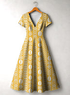 "Oshun Dhahabu" Short Sleeve Maxi Dress