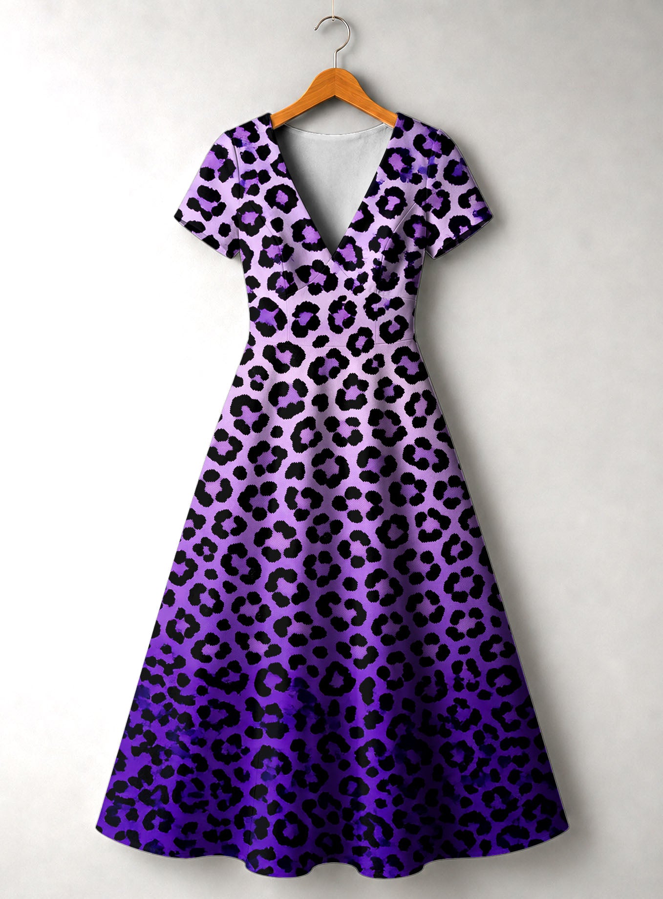 "Unstoppable" Amethyst Leopard Short Sleeve Maxi Dress