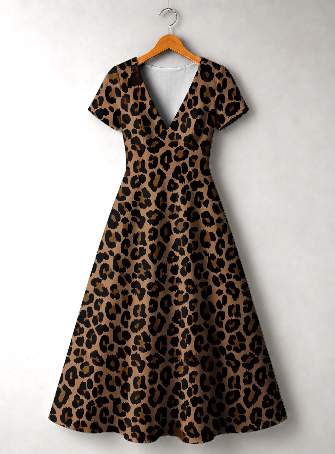 "Unstoppable" Brown Leopard Short Sleeve Maxi Dress