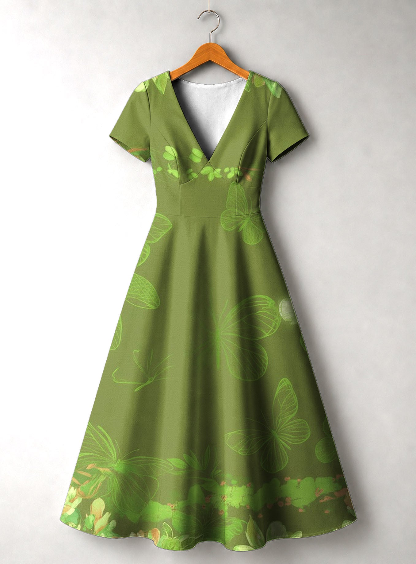 Green Orchid Short Sleeve Maxi Dress
