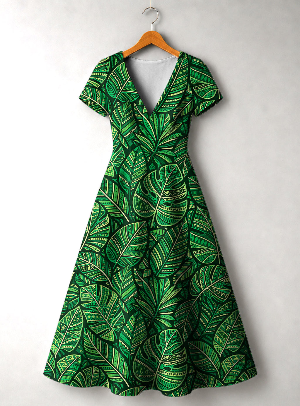 "Asili" Emerald Short Sleeve Maxi Dress